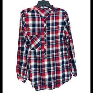 JUSTFAB Plaid 3/4 Button Top Size 3X
